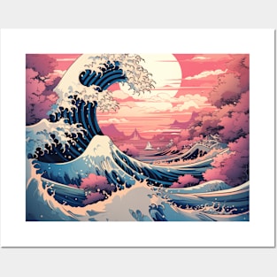 Japanese Vaporwave Waves Posters and Art